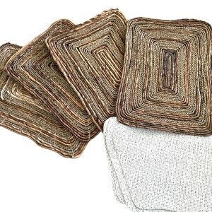 4 pack Grayson Lane Wicker Placemat Set with Anti Slip Mats
